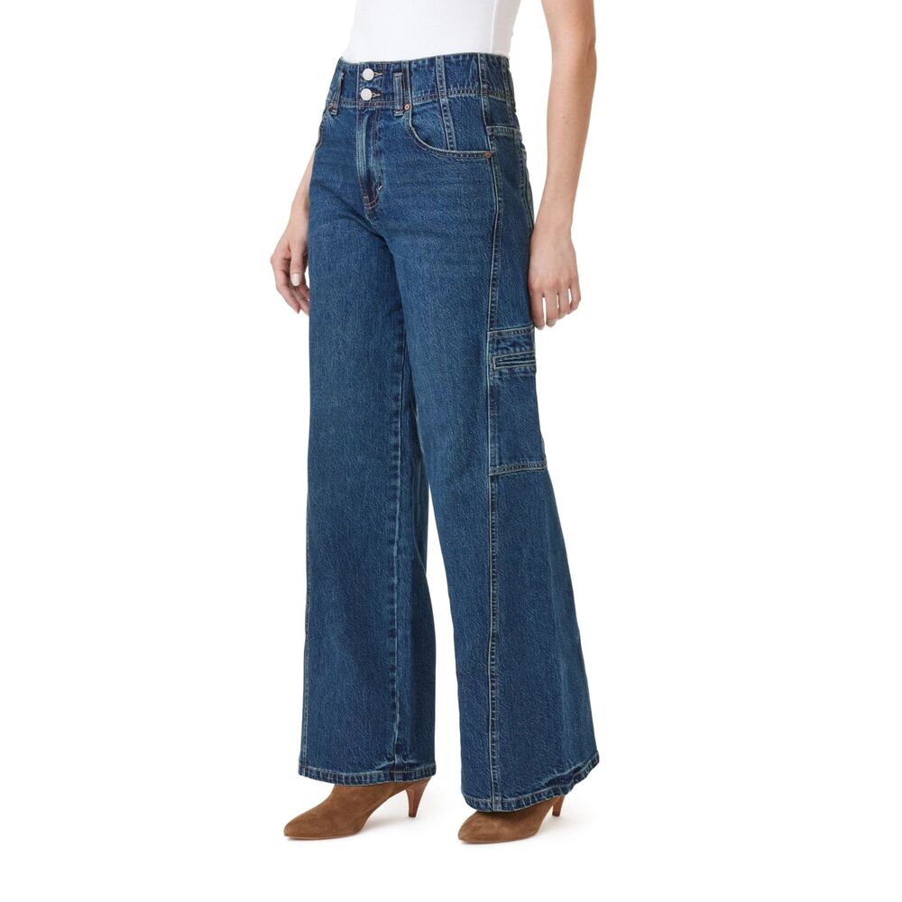 HABITUAL Cargo Extra Wide Leg Dark Wash Jeans - Size 6/28 - Picture 1 of 7
